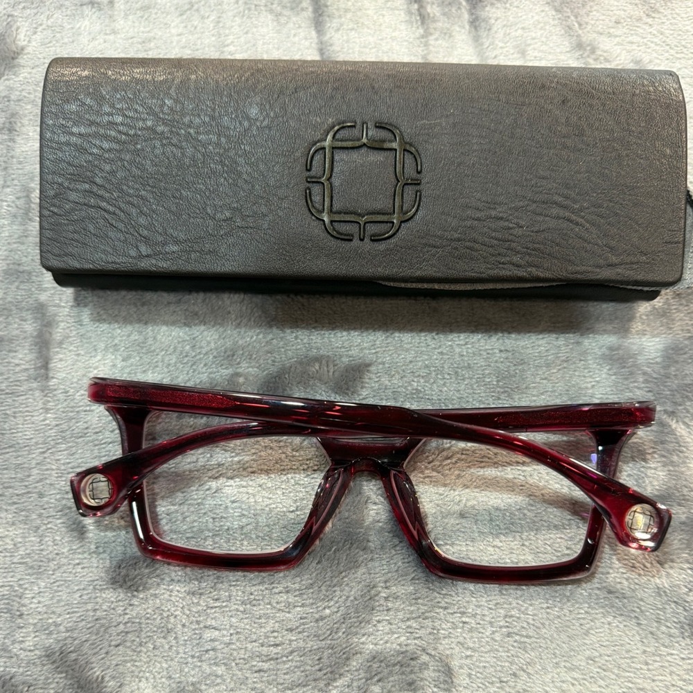 Blake Kuwahara Knowles Eyeglasses Unisex Wine Geometric Japan Frames 52-18-145 - Picture 3 of 9